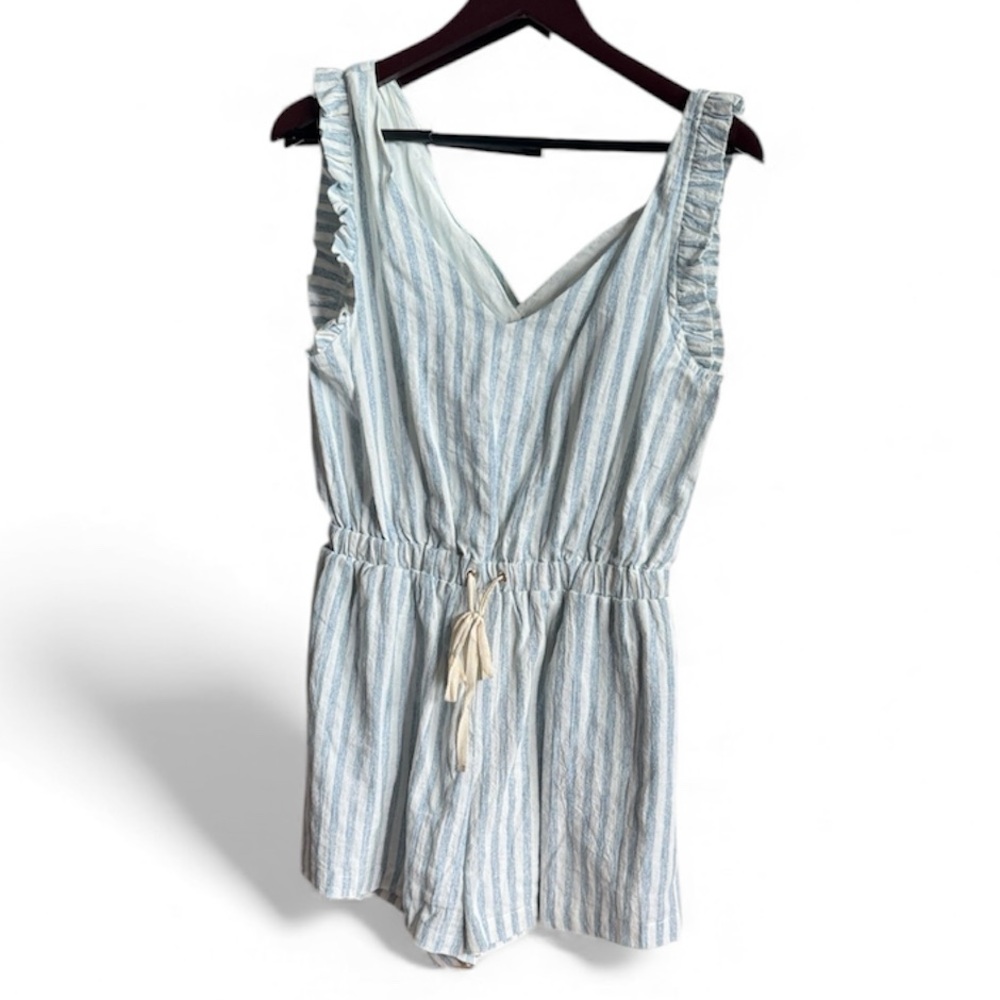 Allie Rose size L Striped Sleeveless Romper with open back - Picture 2 of 9